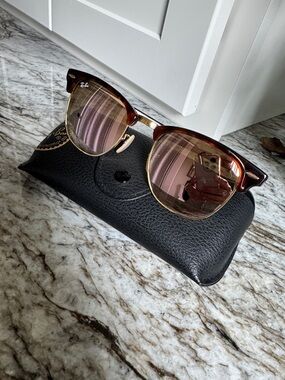 Ray-Ban 3016 Clubmaster Sunglasses with Pink Lenses